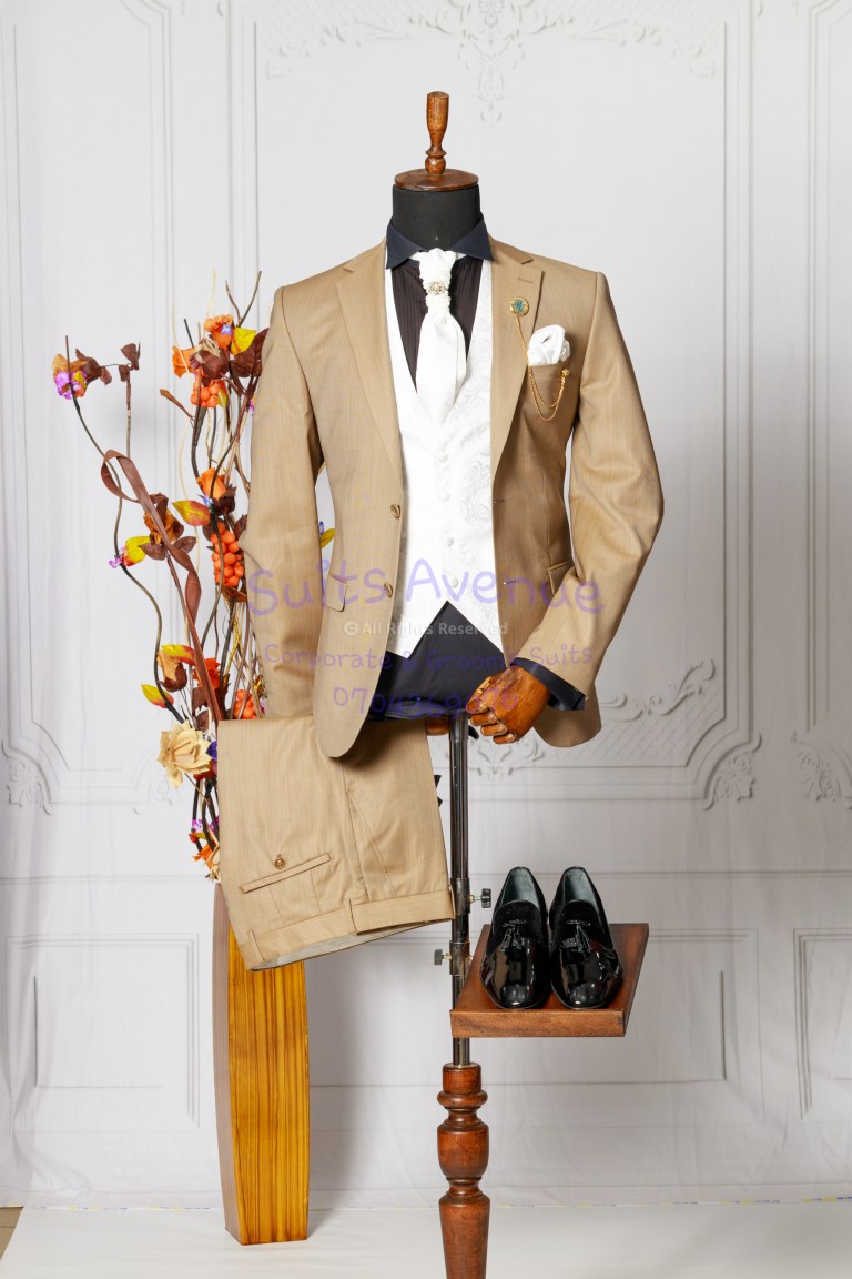 Tan Business Suits transformed into Fromal Wear