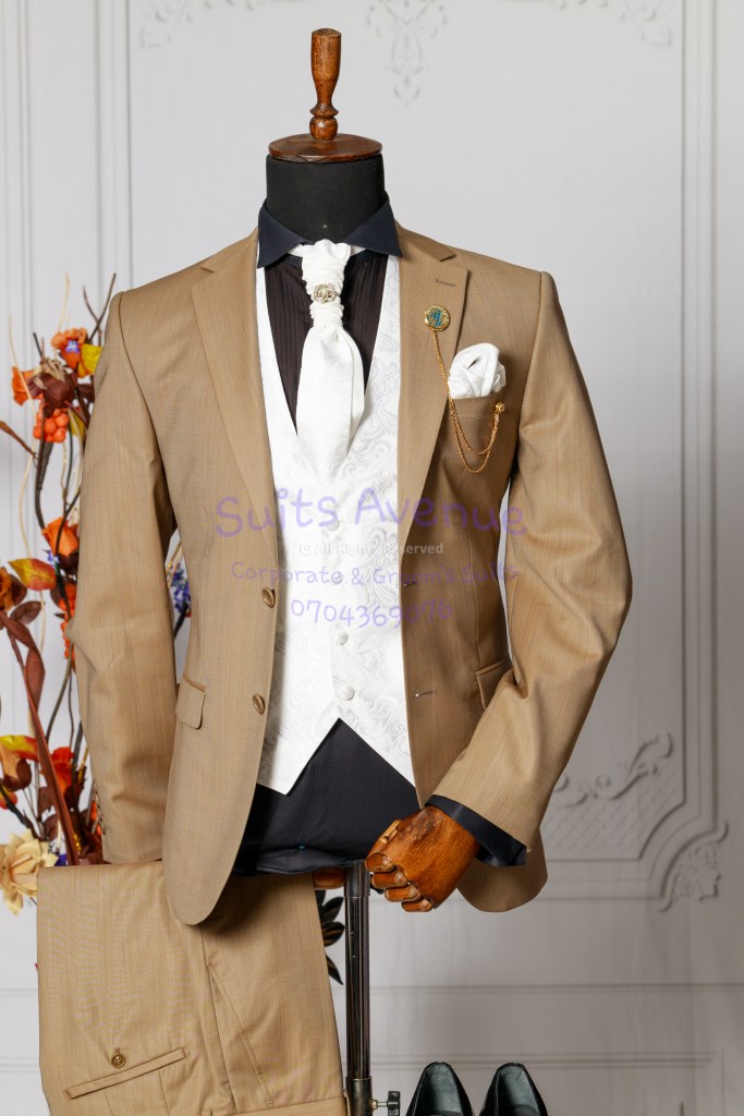 Tan Business Suits transformed into Fromal Wear
