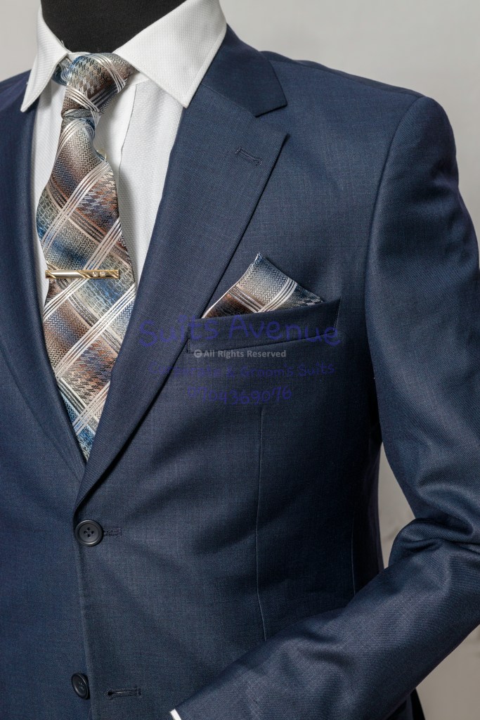 Premium wool blend suit highlighting the finesse of its tailoring and luxurious finish.