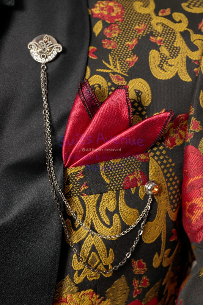 Wedding Suit with a Floral Pattern.