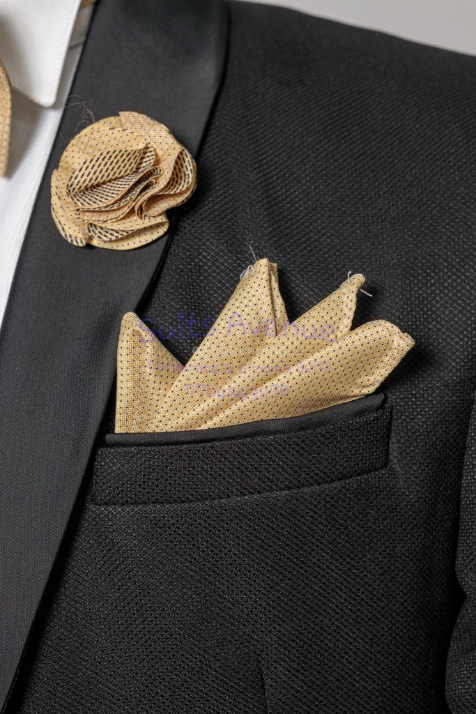 Sleek Black Wool Blend Wedding Suit.