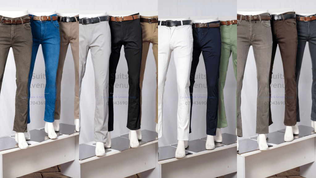 Variety of Men's 100% Cotton Khakis in Diverse Colors – Perfect for Office or Casual Wear