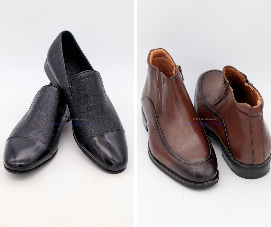 A pair of classic cap toe leather shoes made from 100% premium leather, showcasing elegant design, perfect for formal and office wear.