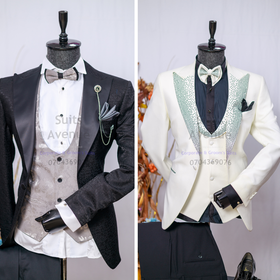 A modern midnight blue slim-fit tuxedo for weddings, galas, and special events